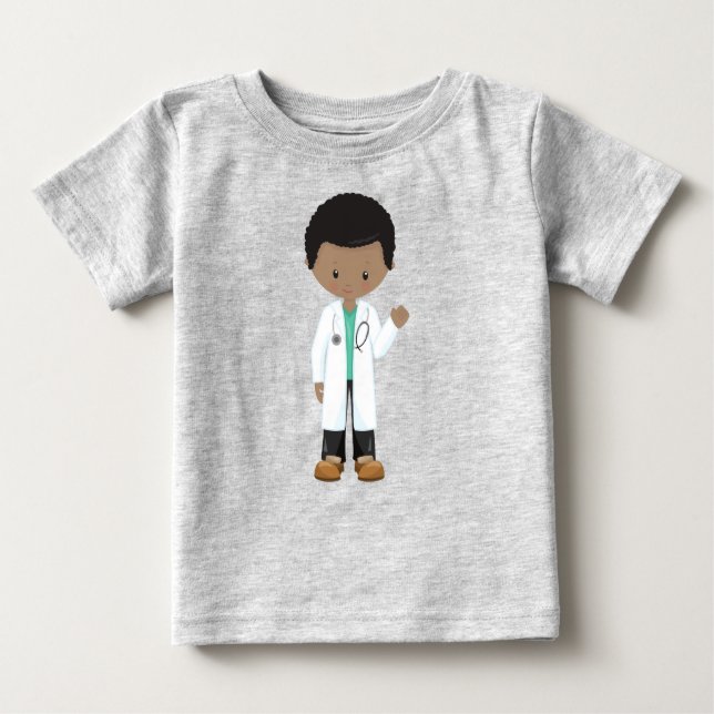 African American Boy, Doctor, Lab Coat, Medicine Baby T-Shirt (Front)