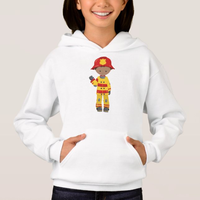 African American Boy, Fireman, Firefighter, Helmet (Front)