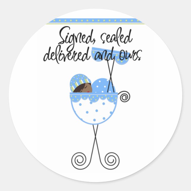 African American Boy in Carriage Cards Classic Round Sticker (Front)