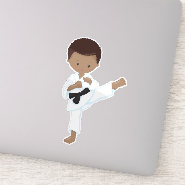 African American Boy, Karate Boy, Black Belt, Kata (Detail)