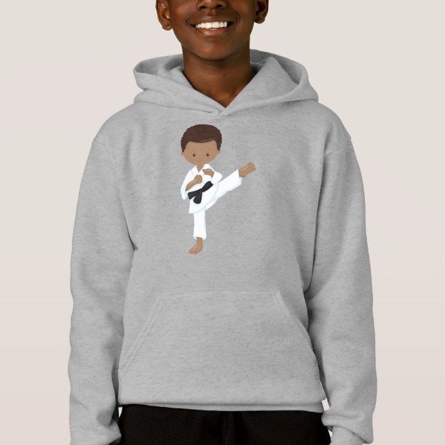 African American Boy, Karate Boy, Black Belt, Kata (Front)