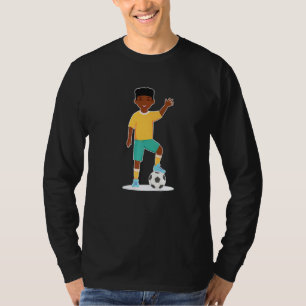 African American Boy Kids Soccer Player T-Shirt