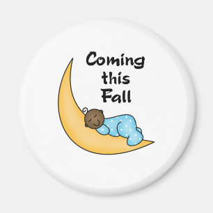 African American Boy on Moon Fall Magnet