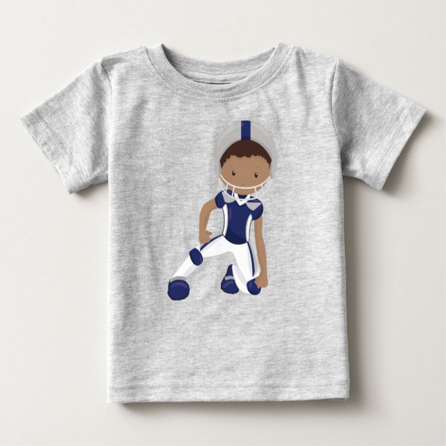 African American Boy, Rugby, American Football Baby T-Shirt (Front)