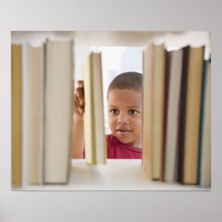 African American boy selecting book Poster