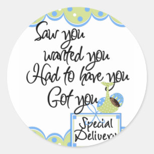 African American Boy Special Delivery Cards Classic Round Sticker
