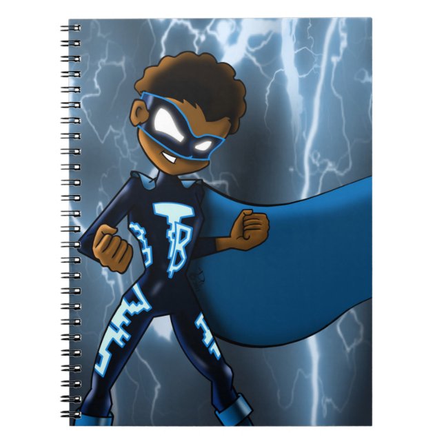 African American Boy Superhero Notebook (Front)