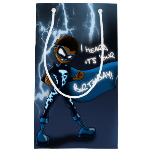 African American Boy Superhero Small Gift Bag