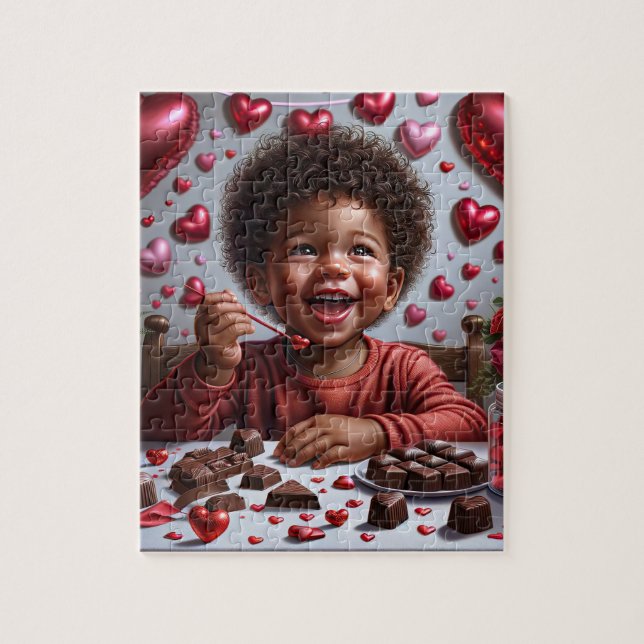 African American Boy Valentine Puzzle (Vertical)
