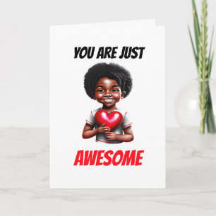African american boy Valentine's day awesome  Holiday Card