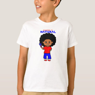 African American Boy with Big Afro Cartoon T-Shirt