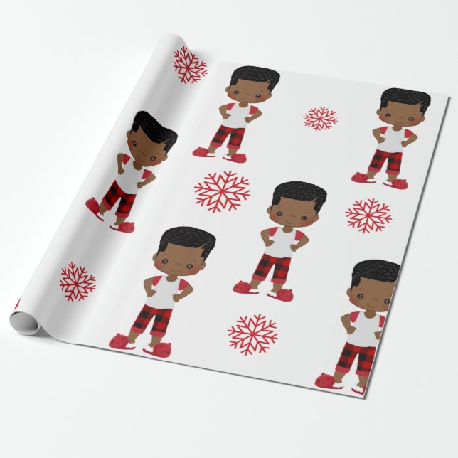 African American Boy Wrapping Paper (Unrolled)