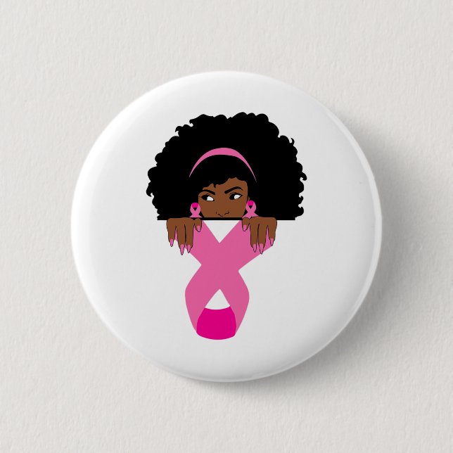 African American Breast Cancer Awareness Black Wom 6 Cm Round Badge (Front)