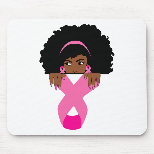 African American Breast Cancer Awareness Black Wom Mouse Pad (Front)