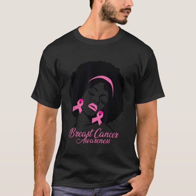 African American Breast Cancer Awareness Black Wom T-Shirt (Front)