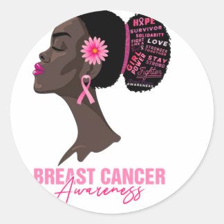 African American Breast Cancer Awareness Woman  Classic Round Sticker
