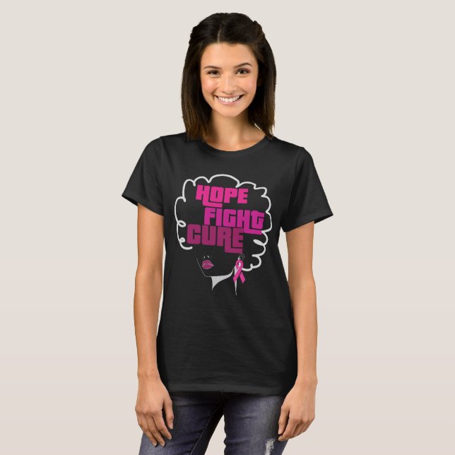 African American Breast Cancer T-Shirt Hope Fight (Front Full)