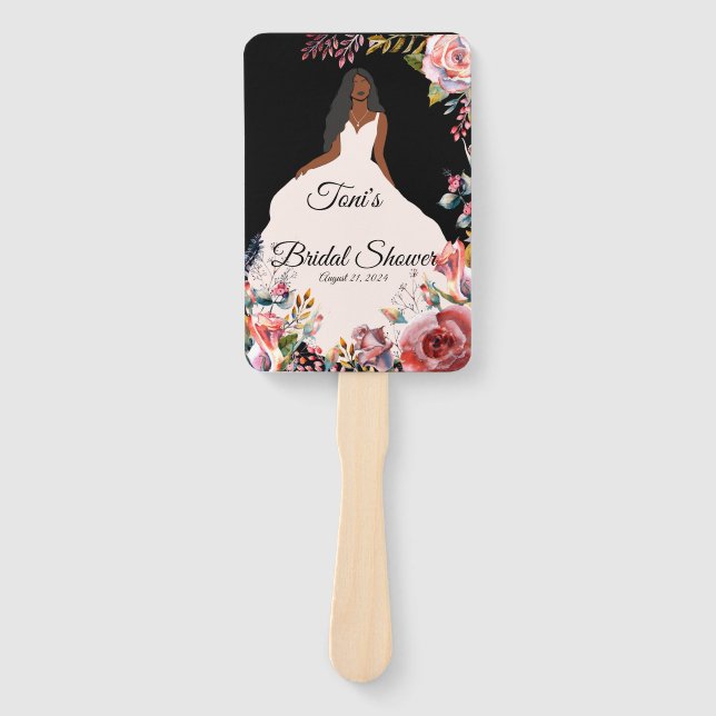 African American Bride Bridal Shower Fan (Front)