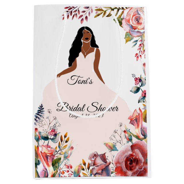 African American Bride Bridal Shower Gift bag (Front)