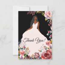 African American Bride Bridal Shower Thank You