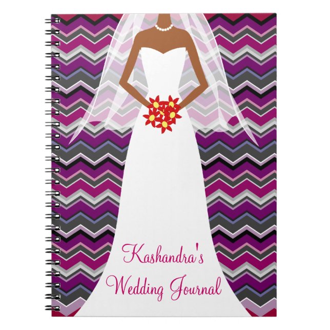 African American Bride's ZigZag Journal Notebook (Front)