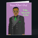 African American Brother Suit & Tie Birthday Card<br><div class="desc">This cool Father's Day card features an African American male with a grey suit and green tie.  Send a card that's relatable and expresses your message the way you intended.</div>