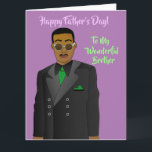 African American Brother Suit & Tie Birthday Card<br><div class="desc">This cool Father's Day card features an African American male with a grey suit and green tie.  Send a card that's relatable and expresses your message the way you intended.</div>