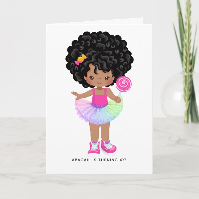 African American Candy Land Girl Birthday Party Invitation (Front)
