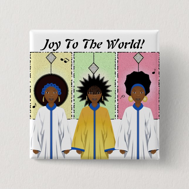 African American Carolers Singers Christmas Choir 15 Cm Square Badge (Front)