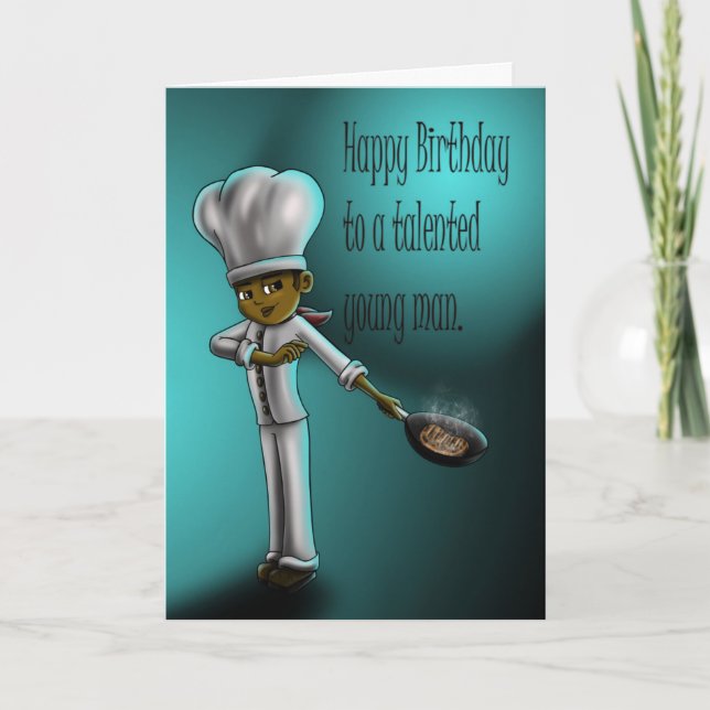 African American Chef Birthday Card (Front)