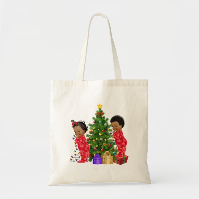 African American Children Christmas Tote with chil Bag (Front)