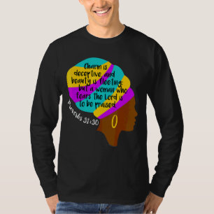 African American Christian Bible Verse Black Hair T-Shirt