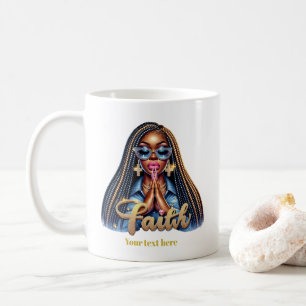 African American Christian Faith Personalised Pray Coffee Mug