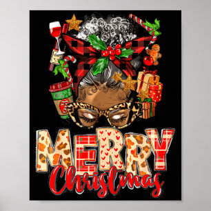 African American Christmas African Black Xmas Mom  Poster