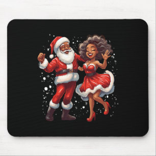 African American Christmas African Santa Mrs Claus Mouse Pad