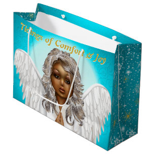 African American Christmas Angel Holiday Large Gift Bag
