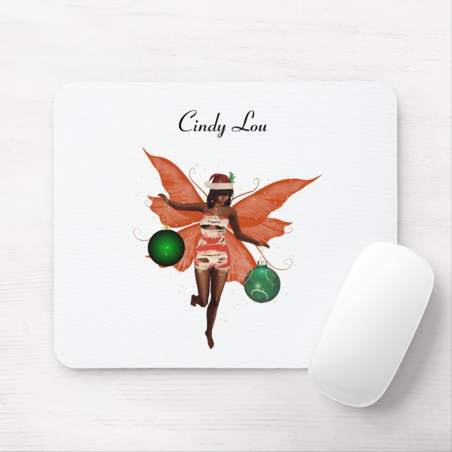African American Christmas Fairy Mouse Pad (With Mouse)