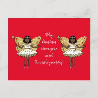 African American Christmas Fairy Postcard