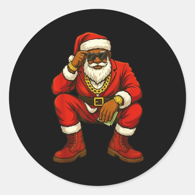 African American Christmas Funny African American  Classic Round Sticker (Front)