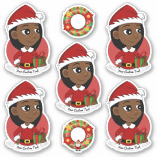 African American Christmas girl cartoon
