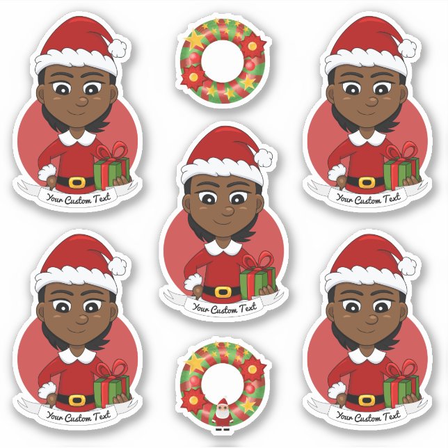 African American Christmas girl with short hair (Front)