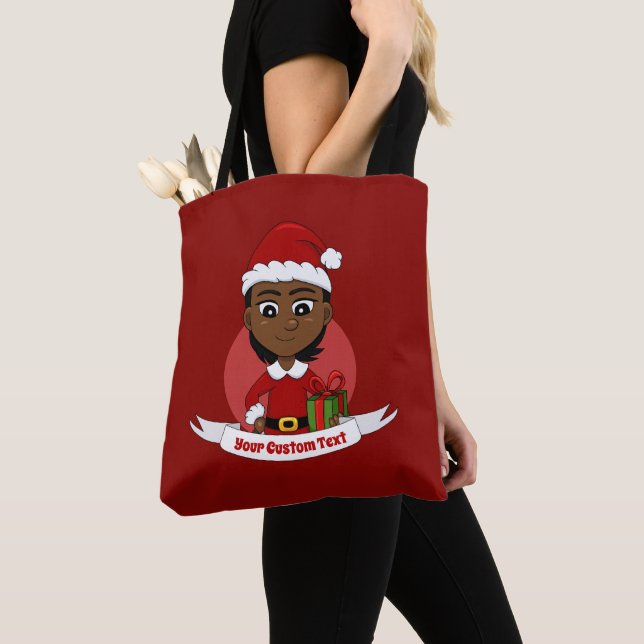 African American Christmas girl with short hair Tote Bag (Close Up)