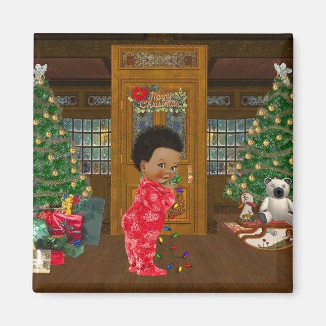 African American Christmas Magnet (Front)
