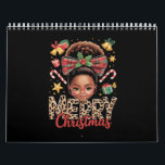 African American Christmas Messy Bun Black Mum  Calendar<br><div class="desc">African American Christmas Messy Bun Black Mum Xmas</div>
