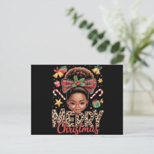 African American Christmas Messy Bun Black Mum  Holiday Postcard