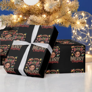 African American Christmas Messy Bun Black Mum  Wrapping Paper
