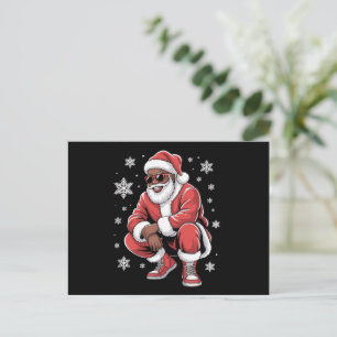African American Christmas Pajama Xmas Afro Santa  Holiday Postcard