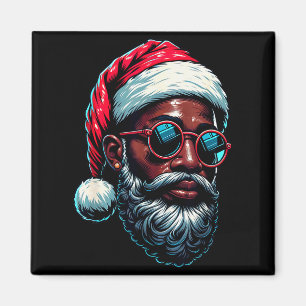 African American Christmas Pajama Xmas Afro Santa Magnet