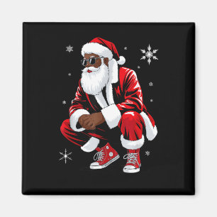 African American Christmas Pajama Xmas Afro Santa  Magnet