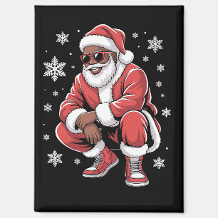 African American Christmas Pajama Xmas Afro Santa  Magnet